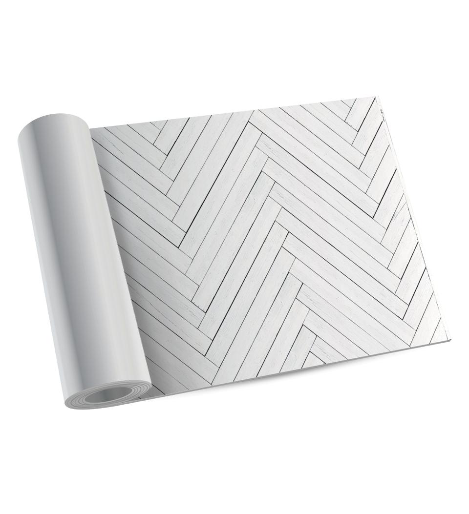 White Fishbone – Modu floor Vinyl rug Image